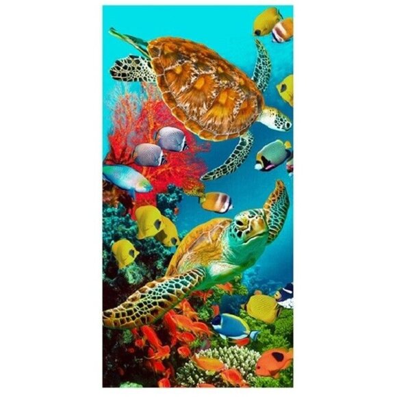New Reef Sea Turtle Beach Towel Cotton Bath Pool GIFT Turtles Honu Ocean Fish - Picture 1 of 4